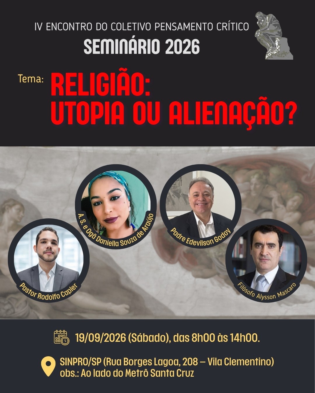 Foto de Seminário Religião: Utopia ou Alienação? IV Encontro do Coletivo Pensamento Crítico - 2026