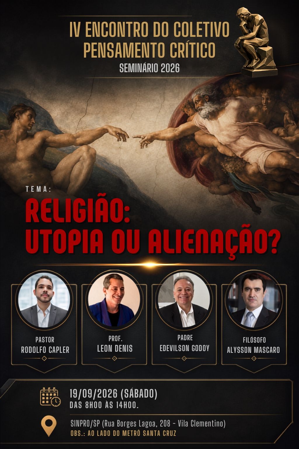 Foto de Seminário Religião: Utopia ou Alienação? IV Encontro do Coletivo Pensamento Crítico - 2026