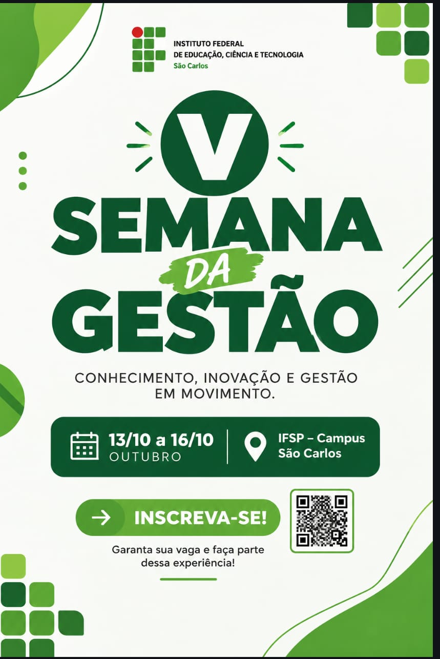 Foto de V SEMANA DA GESTÃO - 14/10/2026 - 19h - Tema: WORKSHOP DE EXTENSÃO